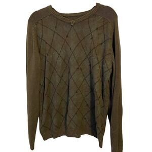 XG Xtremegear Men’s Sz XL Charcoal Gray Diamond Knit V Neck Sweater Reversible